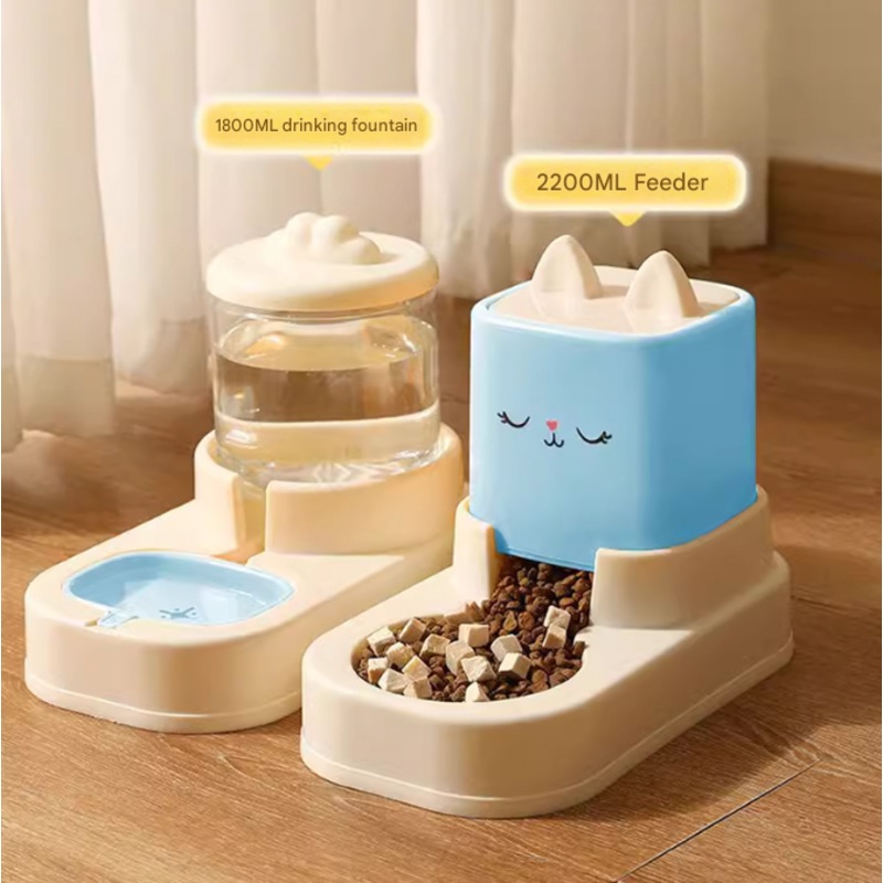 Blue Automatic Pet Feeder and Water Dispenser Set – Large Capacity Gravity Food & Water Combo for Cats & Dogs