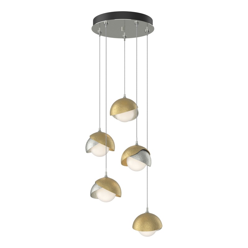Brooklyn 5-Light Double Shade Pendant Sterling Modern Brass