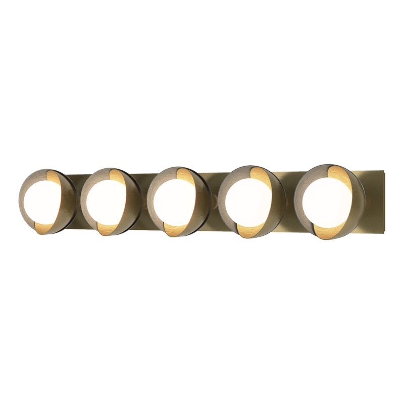 Brooklyn 5-Light Straight Double Shade Bath Sconce Modern Brass Vintage Platinum