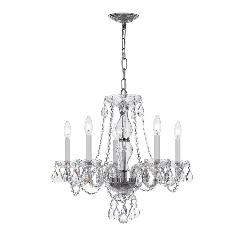 Crystorama 5085-CH-CL-S Traditional Crystal Five Light Chandelier Polished Chrome