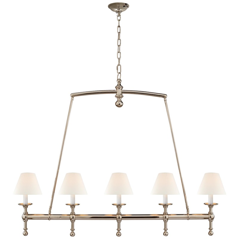 Five Light Linear Chandelier from the Classic Collection in Polished Nickel Finish by Visual Comfort Signature