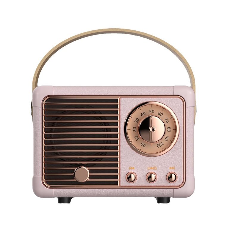 Pink Retro Bluetooth Speaker – Portable Mini Wireless Speaker with Vintage Radio Design (Product size: 7x11x5cm)
