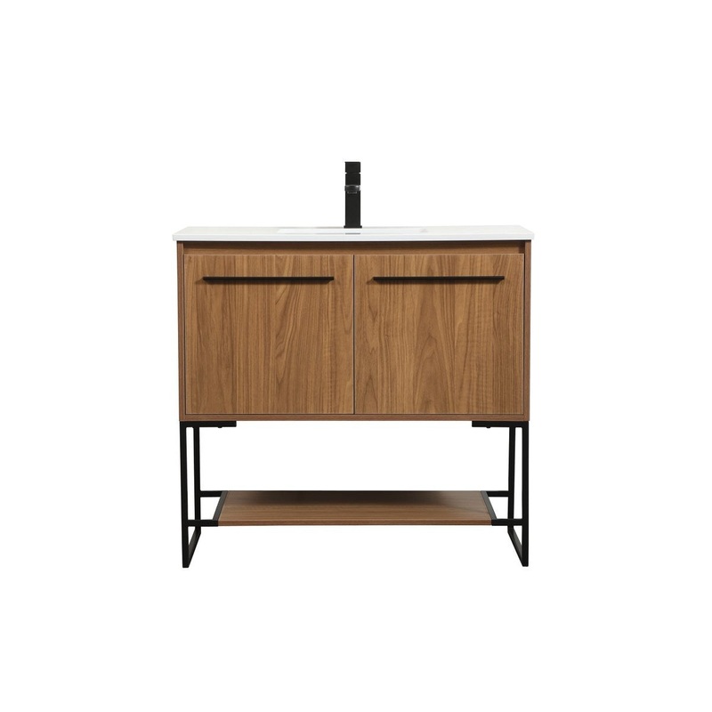 Single Bathroom Vanity from the Sloane Collection in Walnut Brown Finish by Elegant Lighting