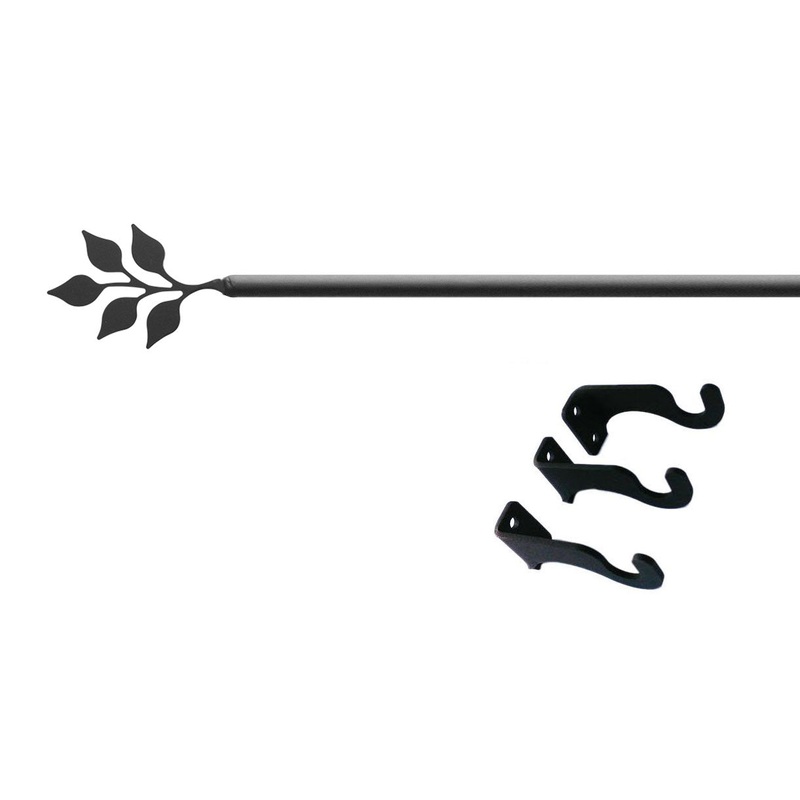 Village Wrought Iron CUR-76-112-S Leaf Curtain Rod LG (Hardware is INCLUDED)