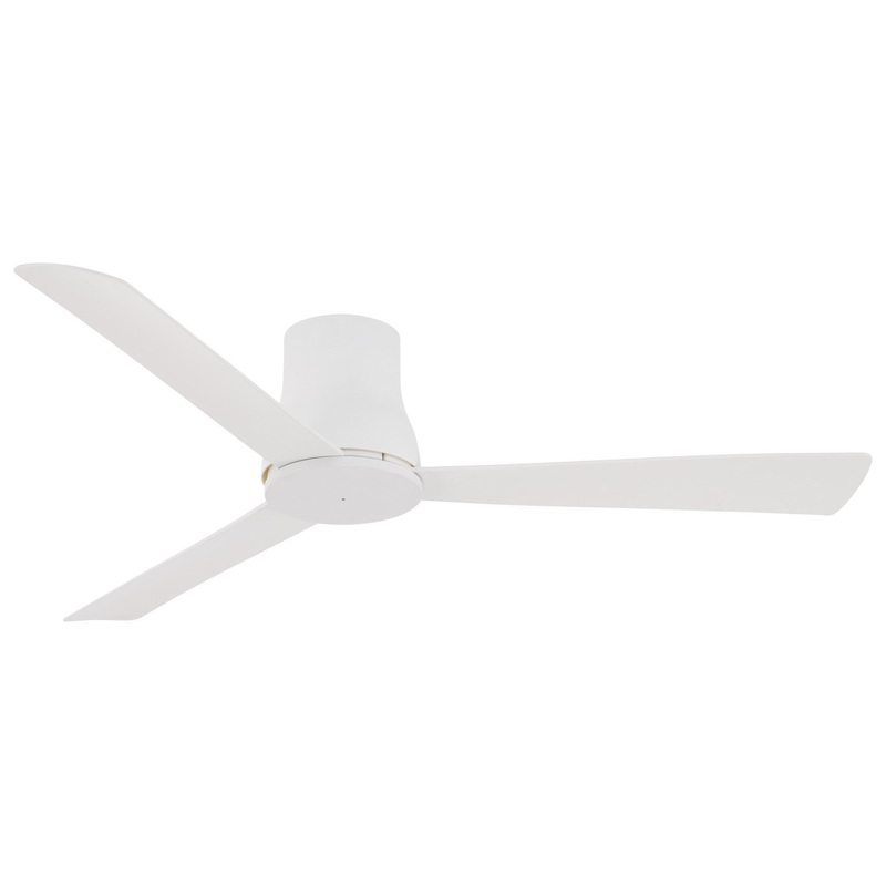 3-blade Simple Flush Ceiling Fan by Minka Aire (Wet Rated) Flat White/Flat White 52″