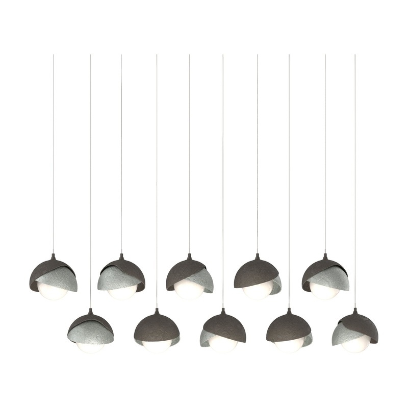 Brooklyn 10-Light Double Shade Pendant Dark Smoke Vintage Platinum