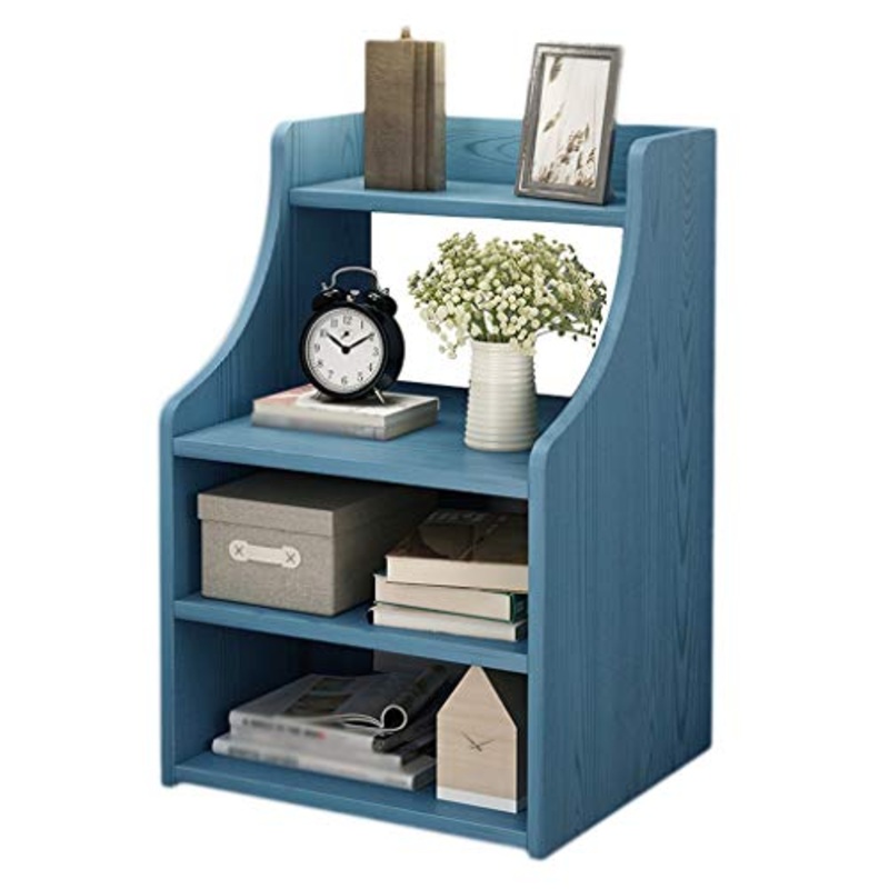 Comodino Armadio Domestica di Legno Solido No Assemblea cassetto con mensola Locker Arrotondato Bordo del Piede Solid Camera Soggiorno Corridoio 36.5X30X57.5cm FANJIANI (Color : Blue)