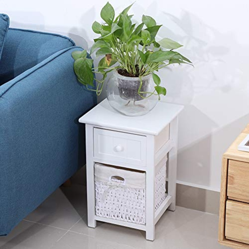 Comodino in legno, comodino, divano-tavolino da casa per ufficio(white)