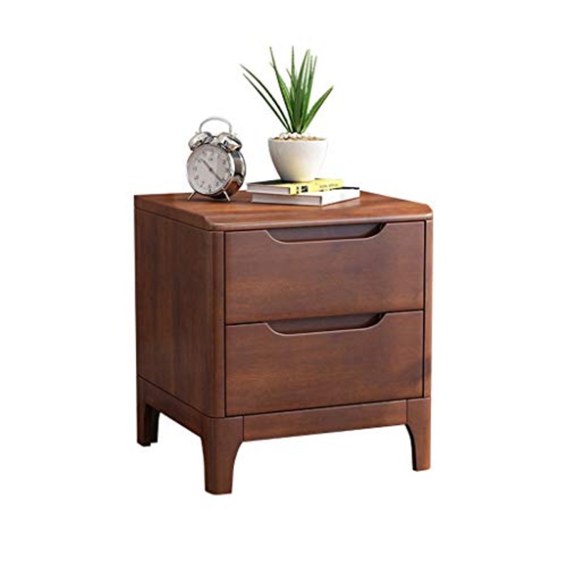 Comodino Studio Domestica Addensare Pine all’Ingrosso Locker Doppio pompaggio Camera da Terra Multifunzione Storage Box 42X40X48.5cm FANJIANI (Color : Walnut)