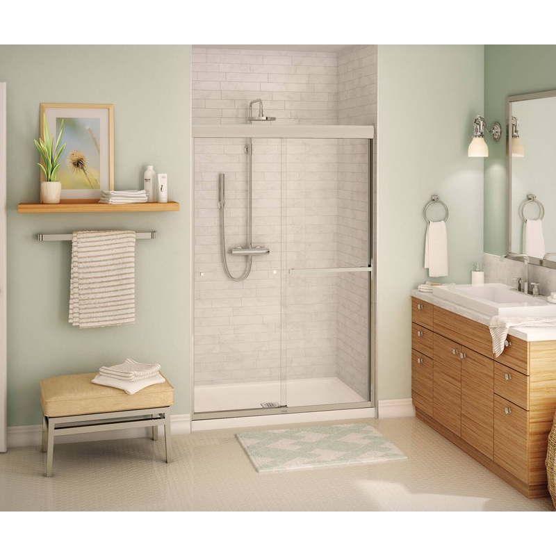 MAAX 135674-900-305-000 Aura SC 43-47 in. x 71 in. 8 mm Bypass Shower Door for Alcove Installation with Clear glass in Brushed Nickel
