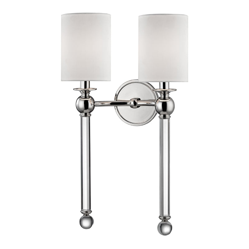 Two Light Wall Sconce from the Gordon Collection in Polished Nickel Finish by Hudson Valley