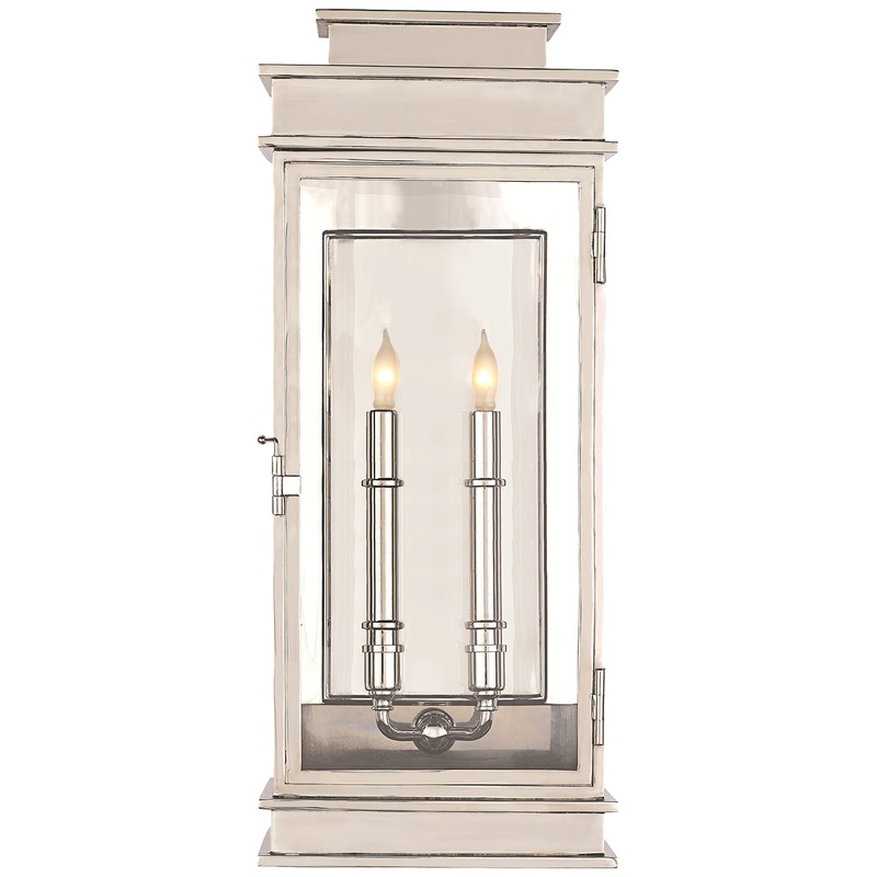 Two Light Wall Sconce from the Linear Lantern Collection in Polished Nickel Finish by Visual Comfort Signature