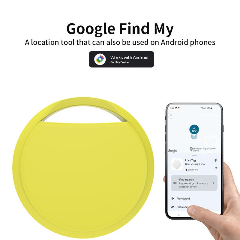 Yellow Android Tracker – Google Find My Device Compatible Luggage and Pet Tracker