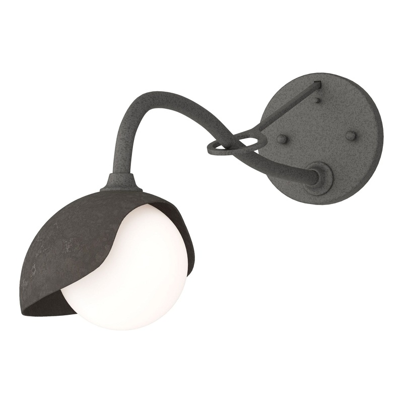 Brooklyn 1-Light Single Shade Long-Arm Sconce Natural Iron Dark Smoke