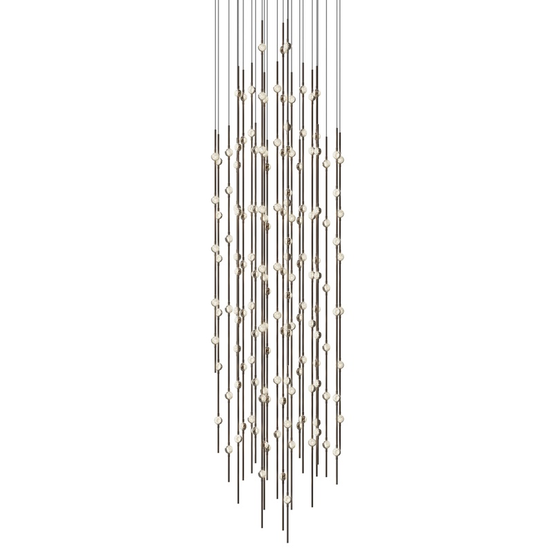 Constellation Andromeda 25″ Round LED Pendant Espresso Black with Clear Faceted Acrylic 2200K 10′ Adjustable Cord