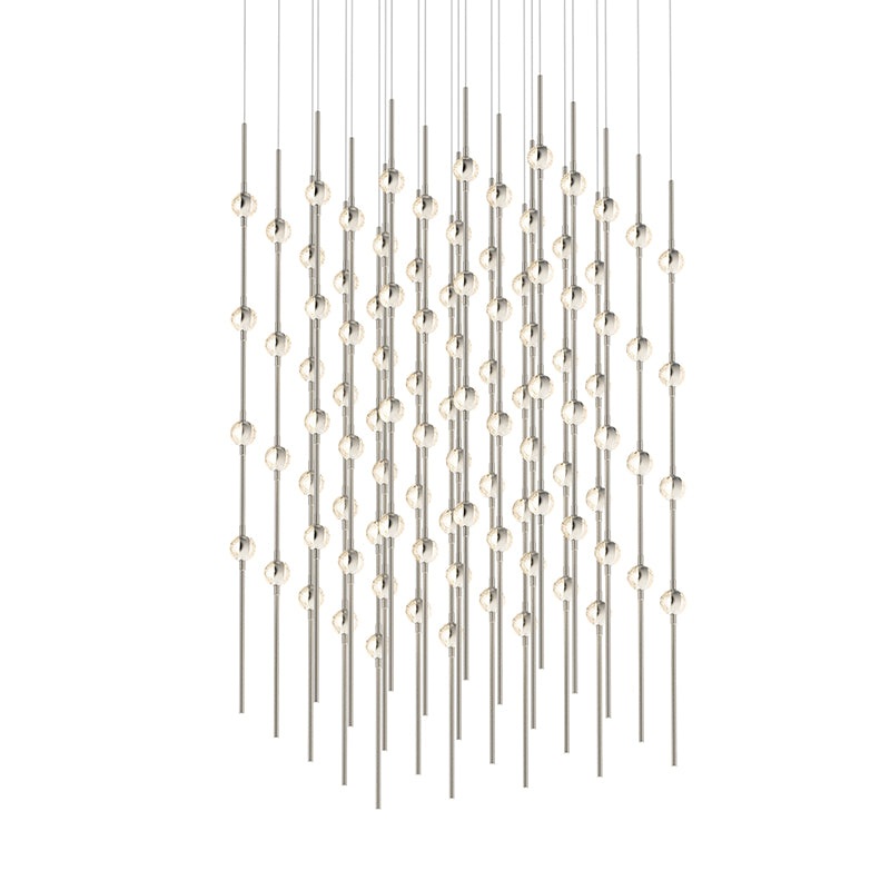 Constellation Cosmic Cube 20″ LED Pendant Satin Nickel with Clear Faceted Acrylic 3000K 10′ Adjustable Cord