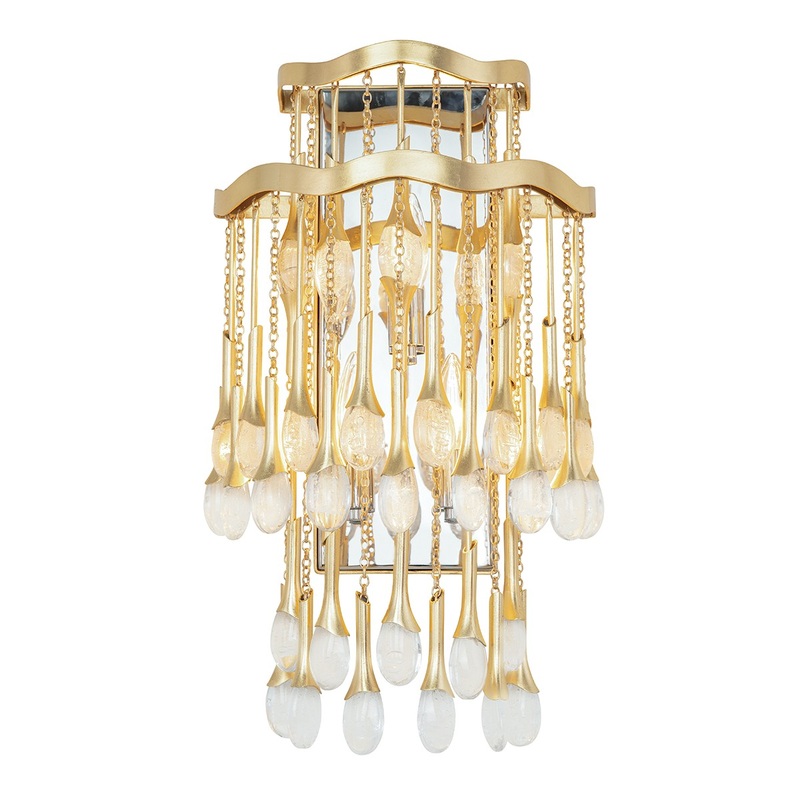 Corbett Lighting 286-13 Kiara Three Light Wall Sconce Gold Leaf (Discontinued)
