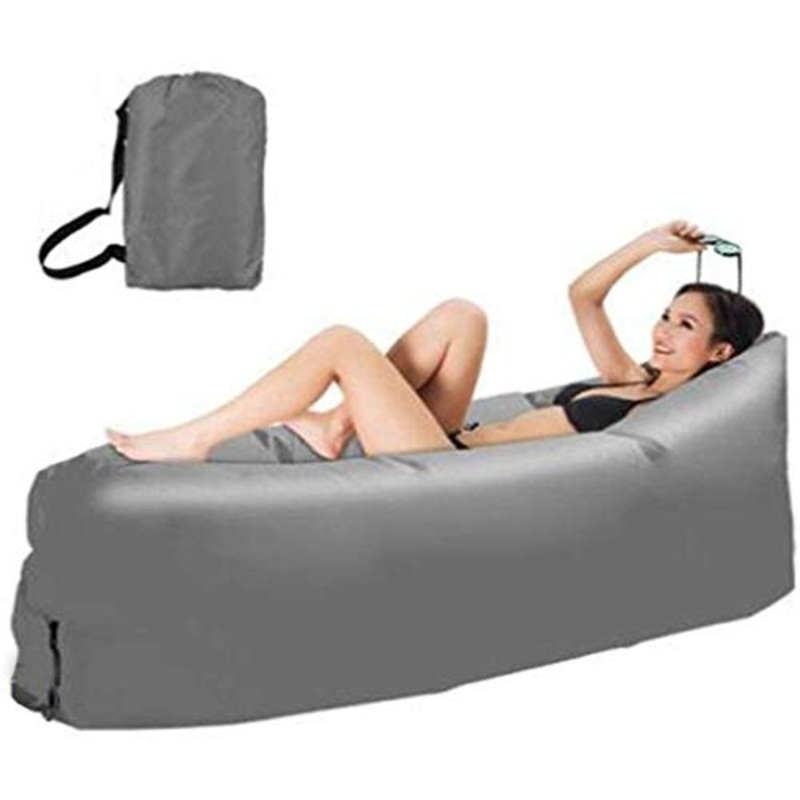 HongLianRiven Lettino da Viaggio Lettino da Viaggio Aereo Divano, Lazy Portable Air Materasso Pieghevole Cuscino d’Aria, Adatto for Interni/Esterni Spiaggia/Partito Picnic/Pool 5-26 (Color : Grey)