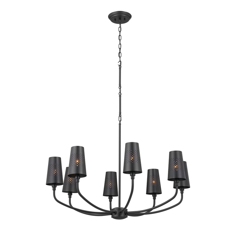 Kichler 52509BK Eight Light Chandelier, Black