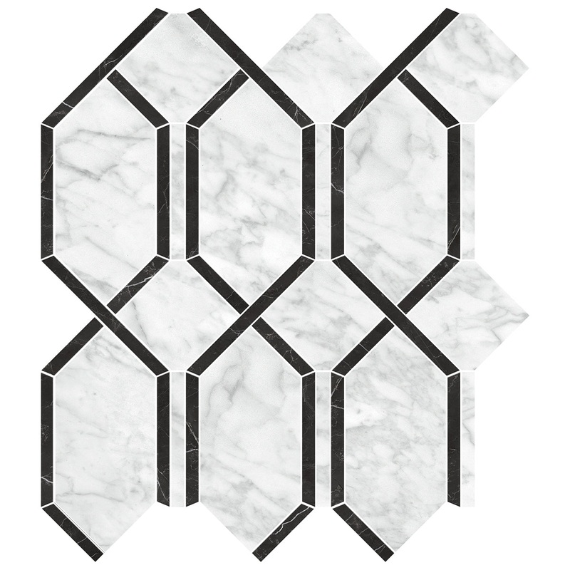 La Marca Carrara Modella Polished Porcelain Mosaics. 1 Sheet = 1.10 Sq. Ft.
