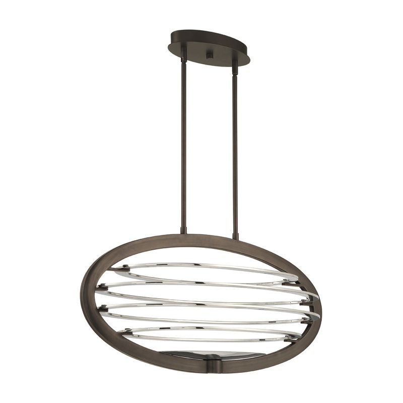 LED Chandelier from the Ombra Collection in Dark Bronze/Polished Nickel Finish by Eurofase
