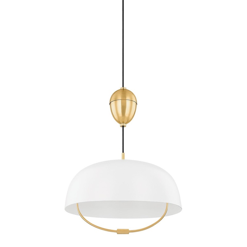 One Light Pendant from the Liliana Collection in Aged Brass/Soft White Finish by Mitzi