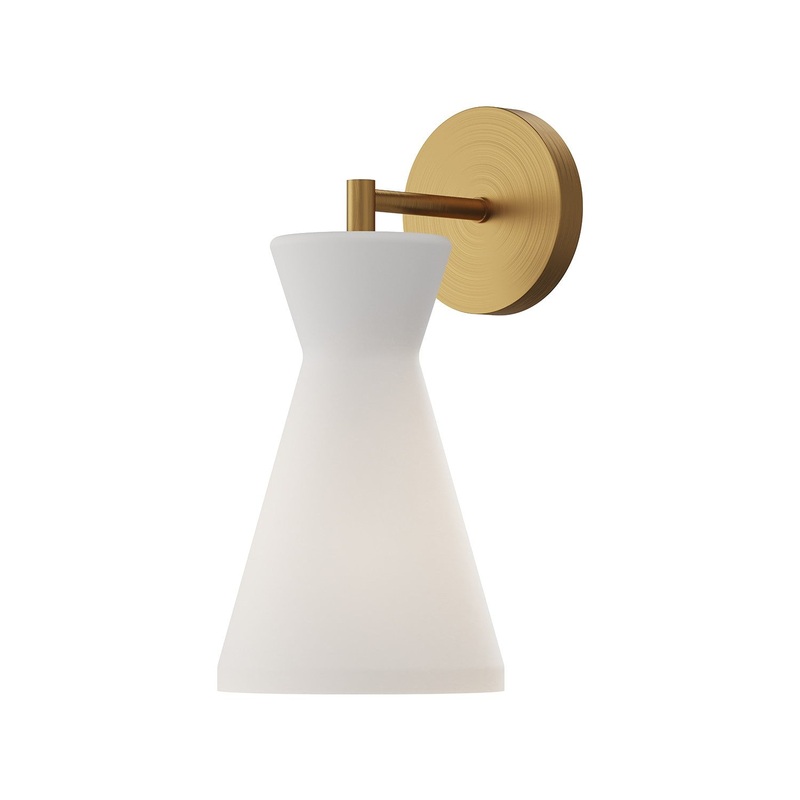 One Light Wall Sconce from the Betty Collection in Aged Gold/Opal Glass|Matte Black/Opal Glass Finish by Alora
