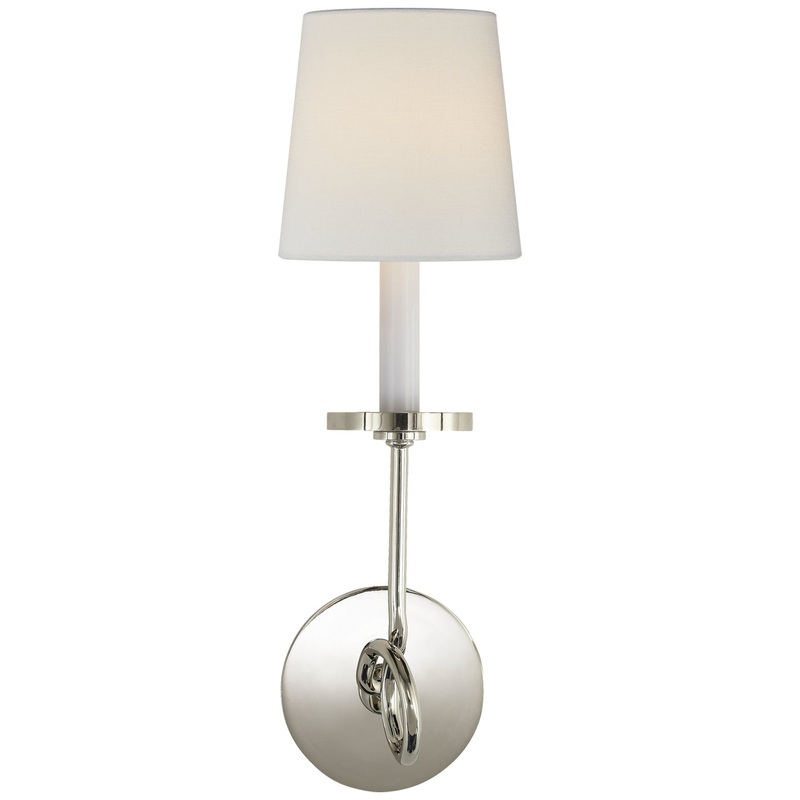 One Light Wall Sconce from the Symmetric Twist Collection in Polished Nickel Finish by Visual Comfort Signature