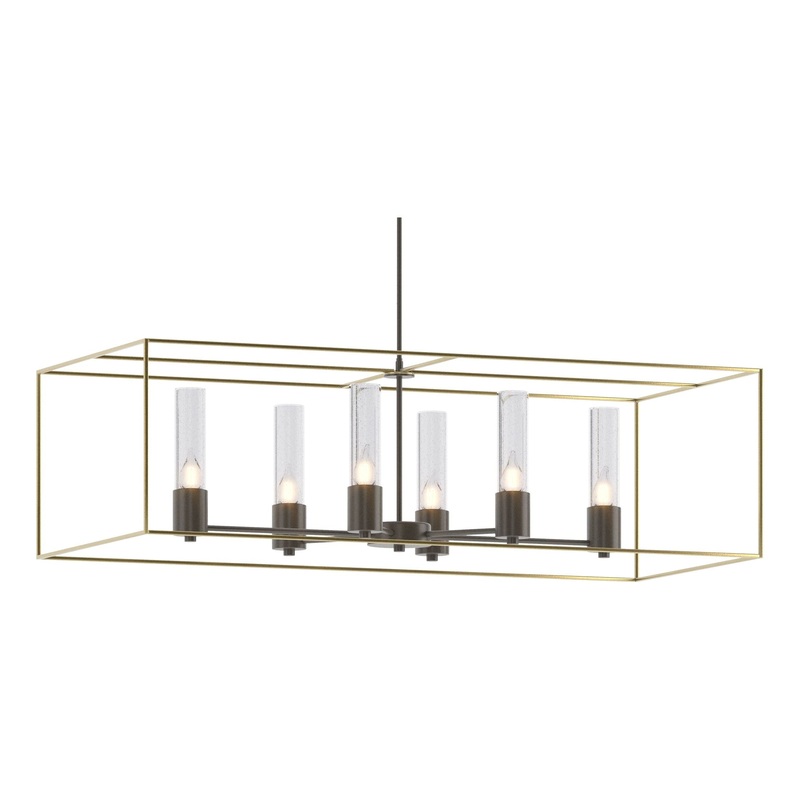 Portico Pendant Dark Smoke Modern Brass Seeded Clear Glass (II)
