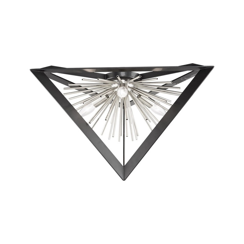 Sunburst Flush Mount – Matte Black & Chrome