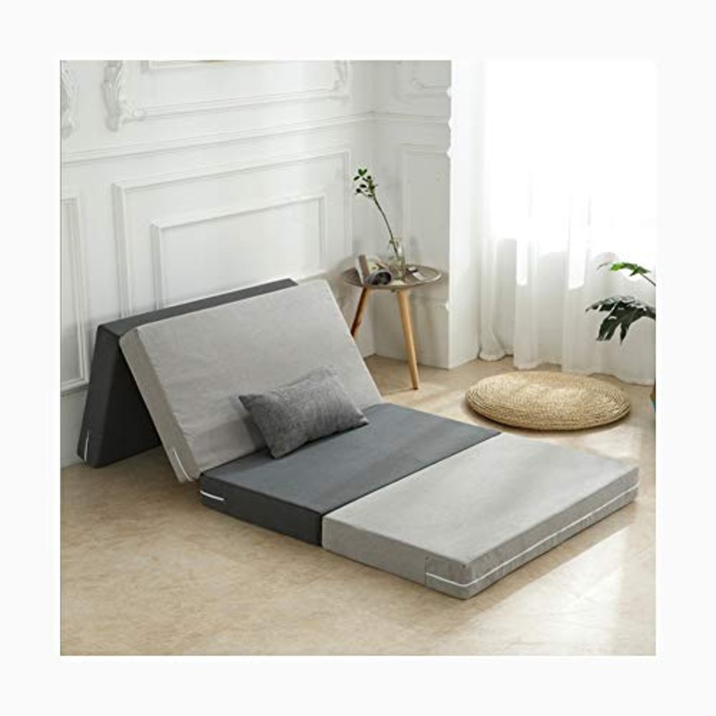 YANGLY 8 Centimetri di Spessore Materasso Pieghevole Multifunzione 4 Fold Materasso for I Giochi di Gioco, Picnic, Yoga, Tatami (Color : Striped Gray, Size : 39x79inch)