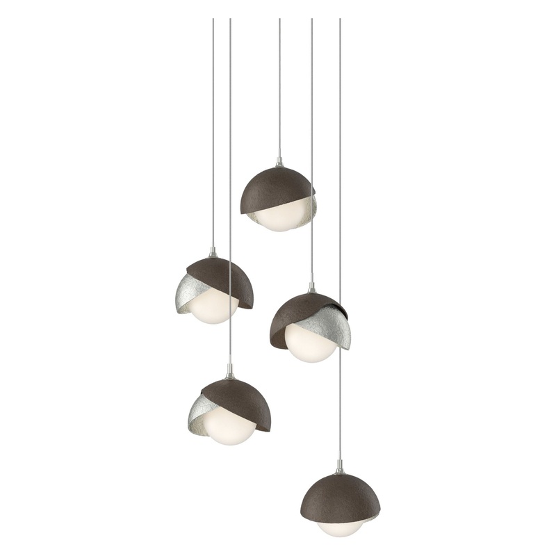 Brooklyn 5-Light Double Shade Pendant Sterling Bronze