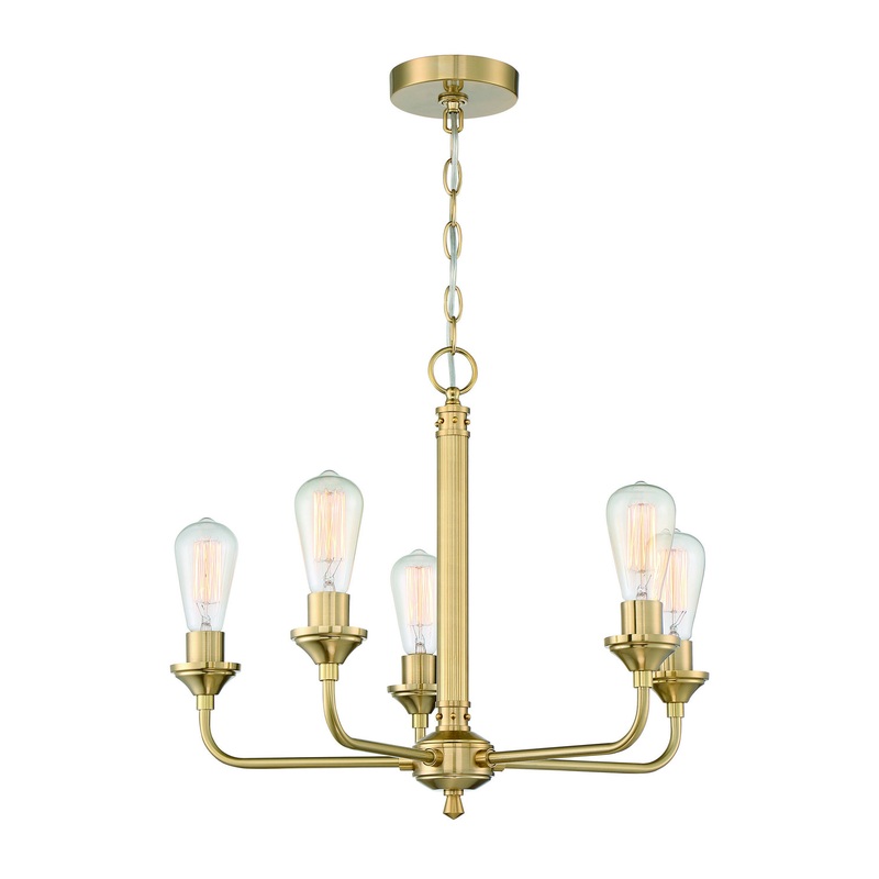 Craftmade 53025-SB Bridgestone Five Light Chandelier Satin Brass (Discontinued)