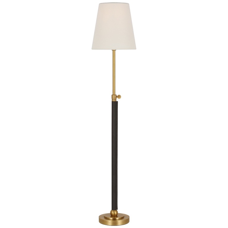 LED Floor Lamp from the Bryant Wrapped Collection in Hand-Rubbed Antique Brass and Chocolate Leather Finish by Visual Comfort Signature
