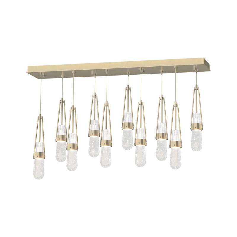Link 10-Light Blown Glass Pendant Modern Brass Clear Bubble Glass (YG)