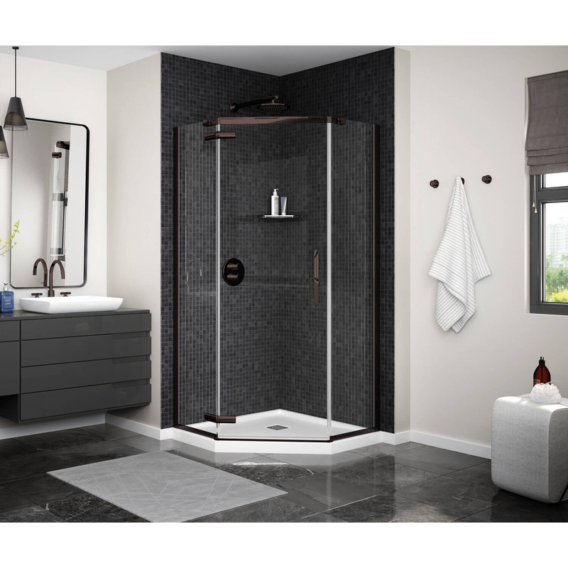 MAAX 137280-900-173-000 Link Curve Neo-angle 38 x 38 x 75 in. 8mm Pivot Shower Door for Corner Installation with Clear glass in Dark Bronze