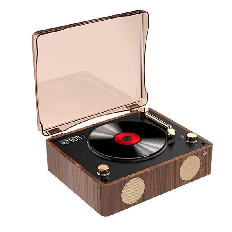 Retro Turntable Style Bluetooth Speaker & CD Player with Display – USB Rechargeable