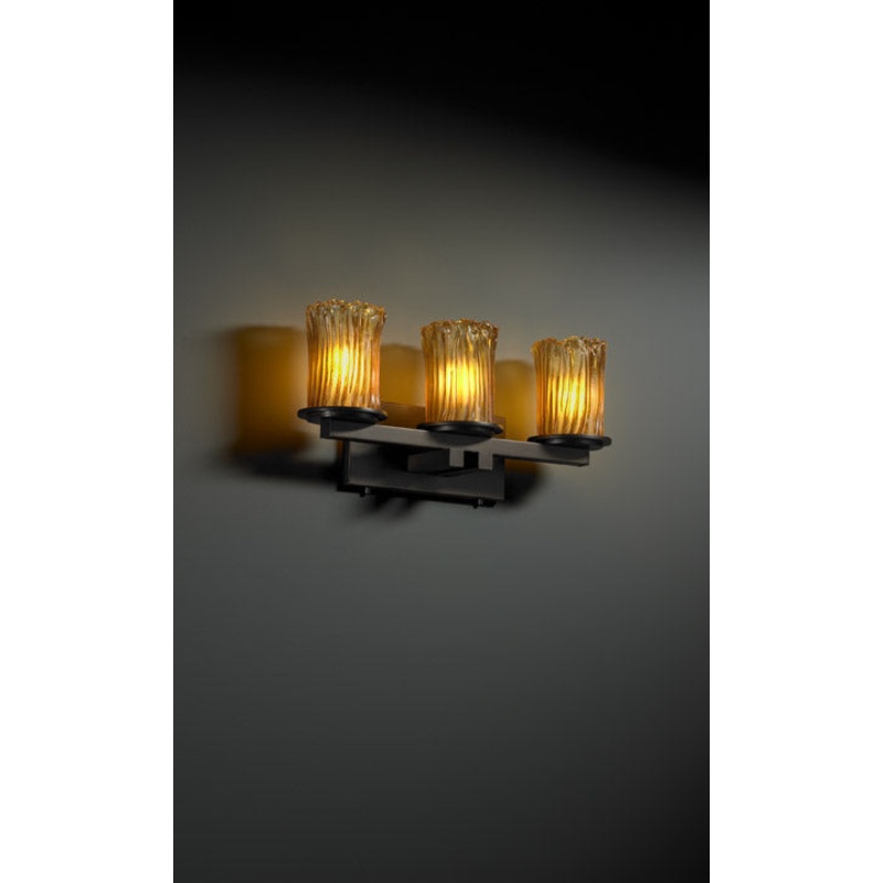 Three Light Bath Bar from the Veneto Luce Collection in Dark Bronze Finish by Justice Designs