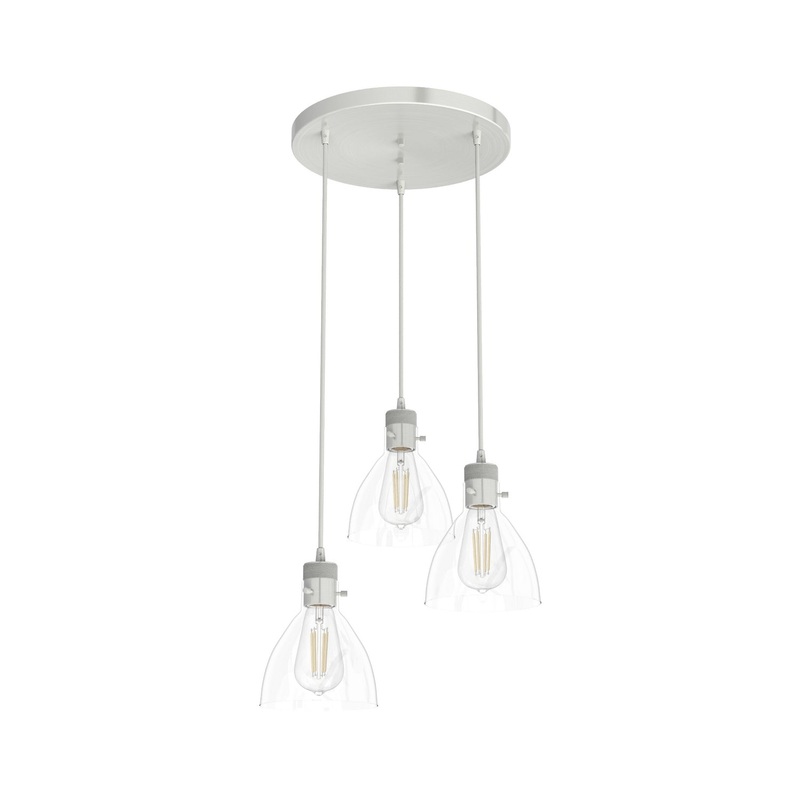 Three Light Cluster from the Van Nuys Collection in Brushed Nickel Finish by Hunter