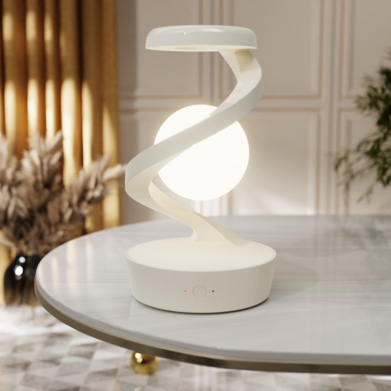 White Modern Levitating LED Desk Lamp  – Spiral Design Atmosphere Light