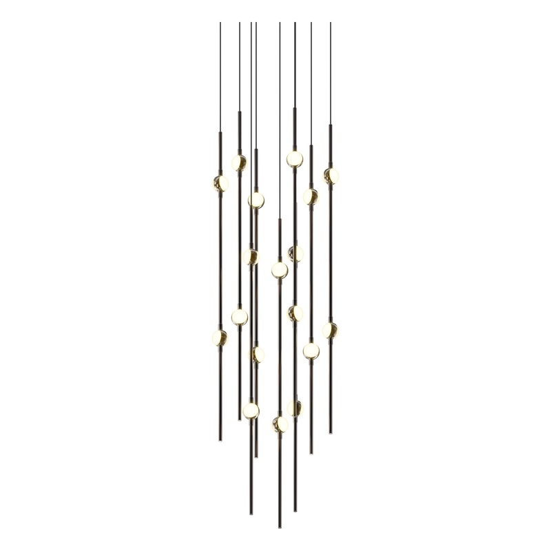 Aries 12″ Round LED Pendant Espresso Black with White Optical Acrylic 2200K 10′ Adjustable Cord
