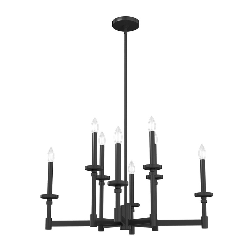 Eight Light Chandelier from the Briargrove Collection in Matte Black Finish by Hunter