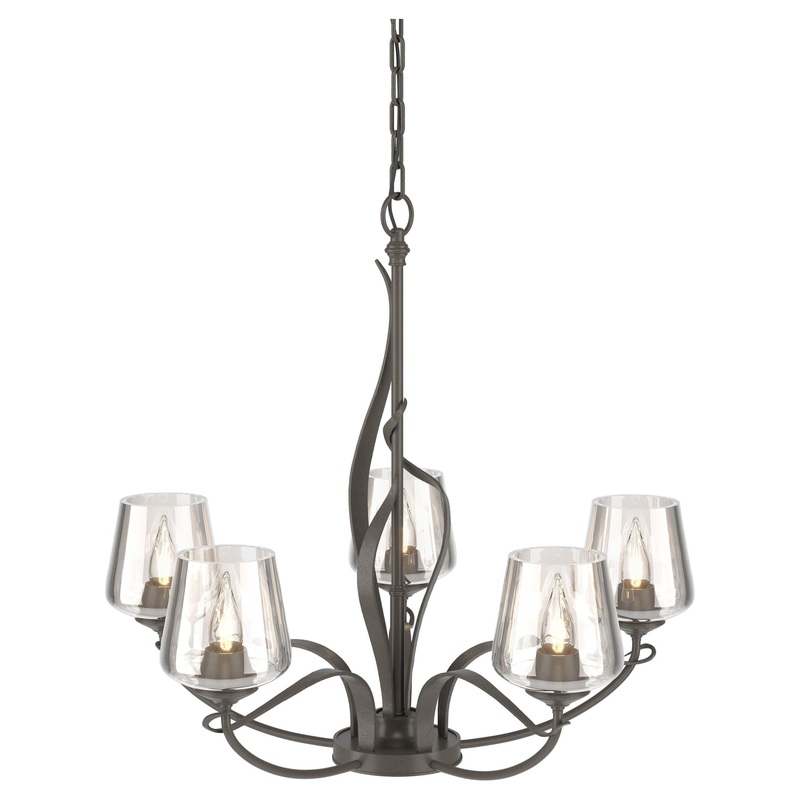 Flora 5-Arm Chandelier Dark Smoke Clear Glass (ZM)