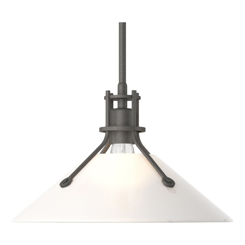 Henry Medium Glass Shade Pendant Natural Iron Frosted Glass (FD)
