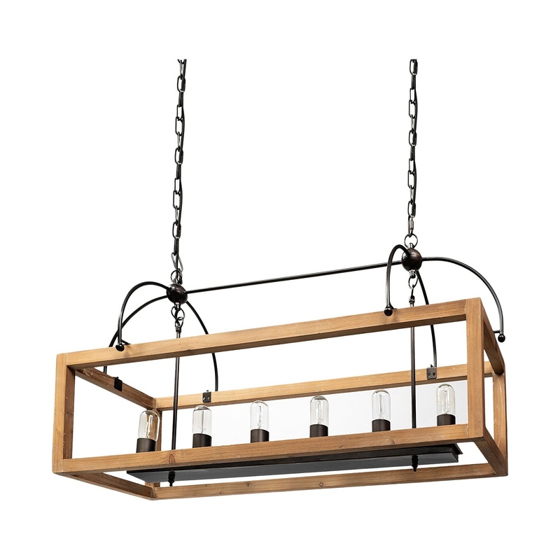 Josie Chandelier Natural Wood | Black Metal