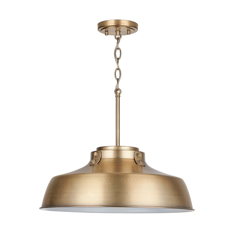 One Light Pendant from the Oakwood Collection in Aged Brass Finish by Capital Lighting
