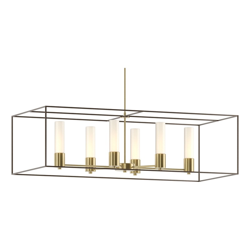 Portico Pendant Modern Brass Bronze Opal Glass (GG)