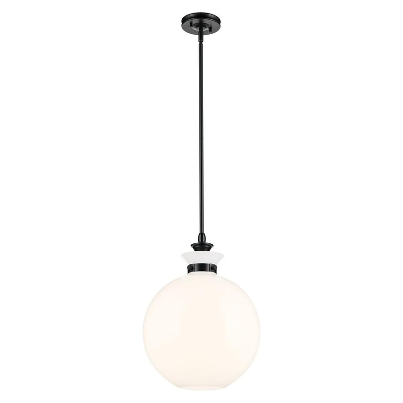 Laria 15″ 1-Light Pendant Black Opal Glass