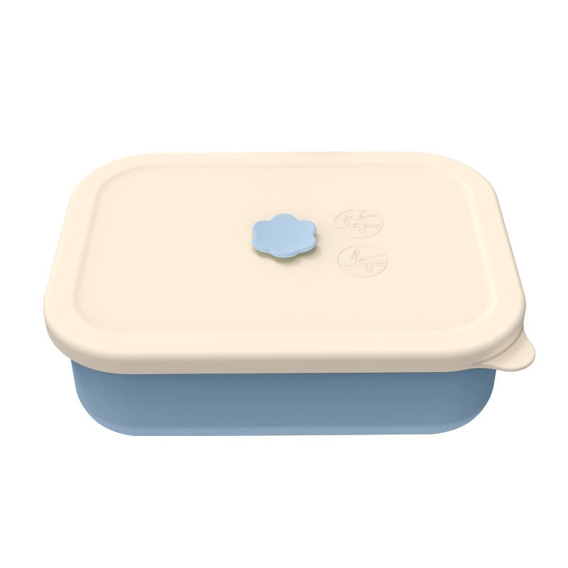Light blue Microwave-Safe Silicone Lunch Box with 4 Compartments – Airtight Bento Box for Work and Travel