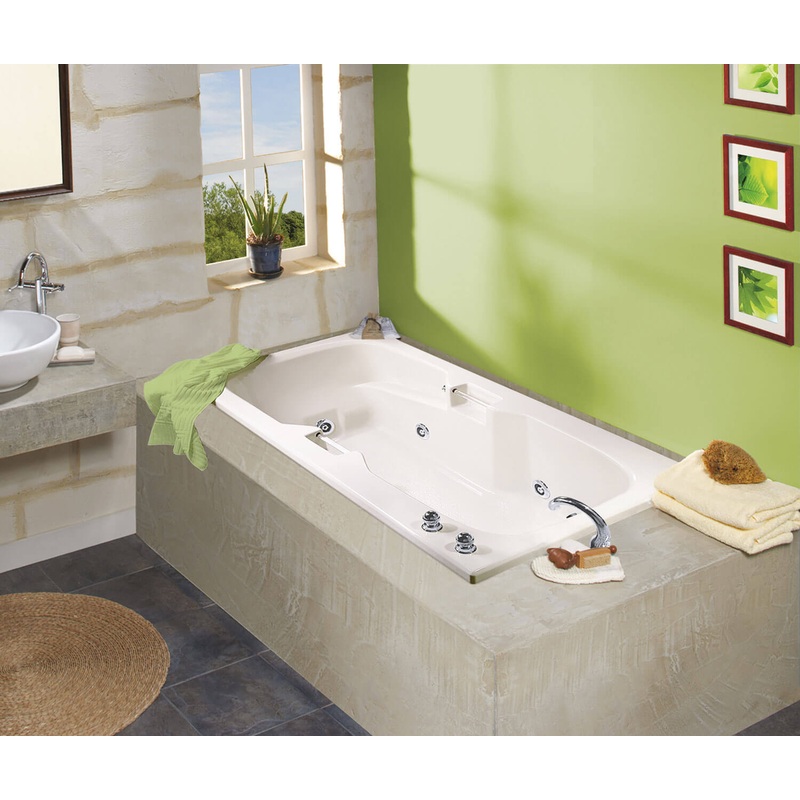 MAAX 102226-097-001 Lopez 6036 Acrylic Alcove End Drain Combined Whirlpool & Aeroeffect Bathtub in White